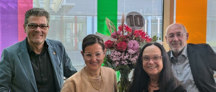 Stefan Lohnert, Geschäftsführer Messe Stuttgart, Claudia Döttinger, Geschäftsleitung Messen & Events, Bettina Schall Geschäftsführerin Schall Messen, Andreas Wittur Mitglied der Geschäftsleitung, Schall Messen